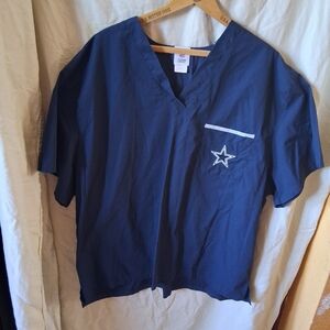 NFL Team Apparel Mens Size 2xl Navy Scrub Top Cotton/Poly Blend